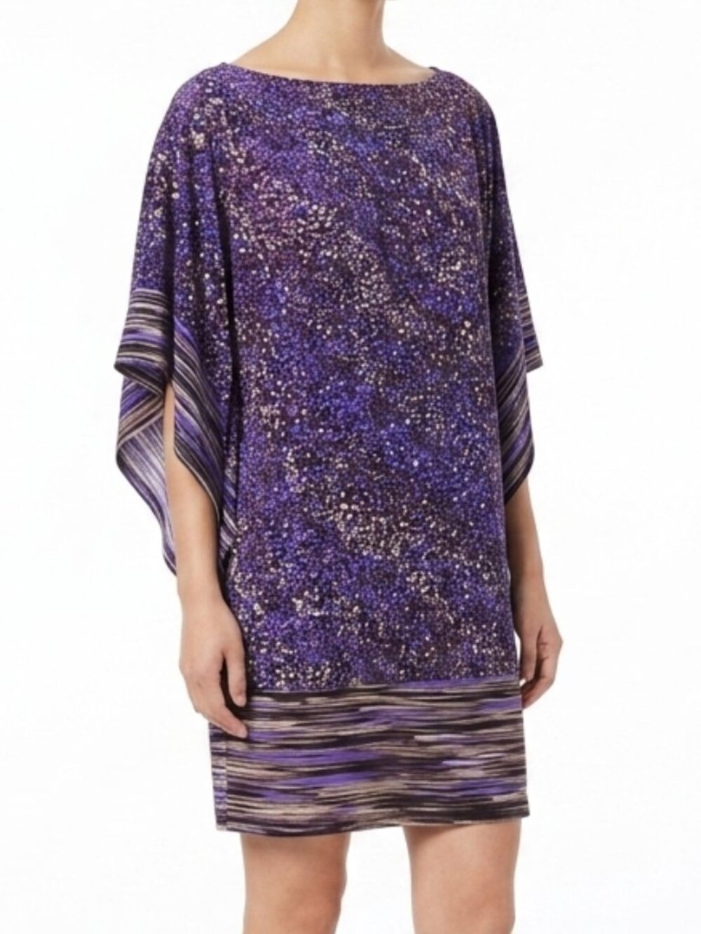 BCBG Wide Sleeve Stretch Print Relaxed Fit Mini Dress- Sz. XXS